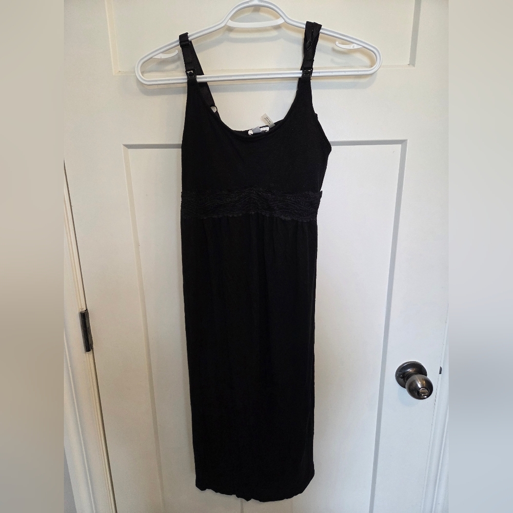 Thyme Maternity Black Nursing Maxi Sleep Dress
